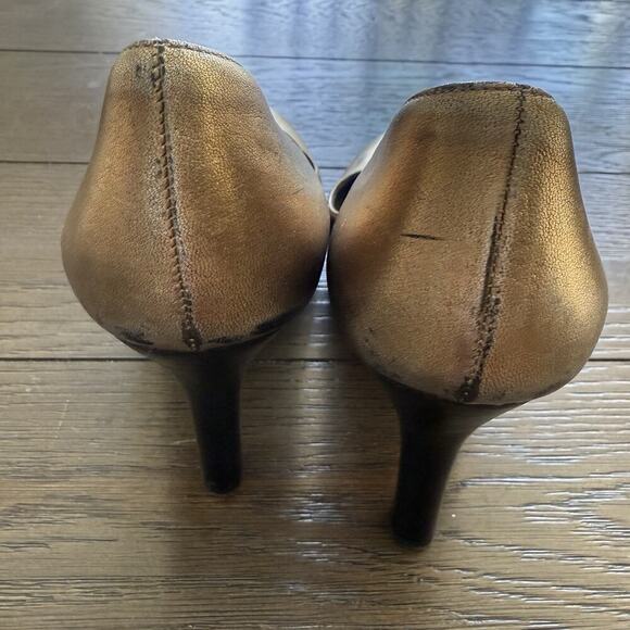 GUCCI ITALY Gunmetal Copper Gold platform shimmer classic pumps 6B Serial 171372 - Picture 8 of 11